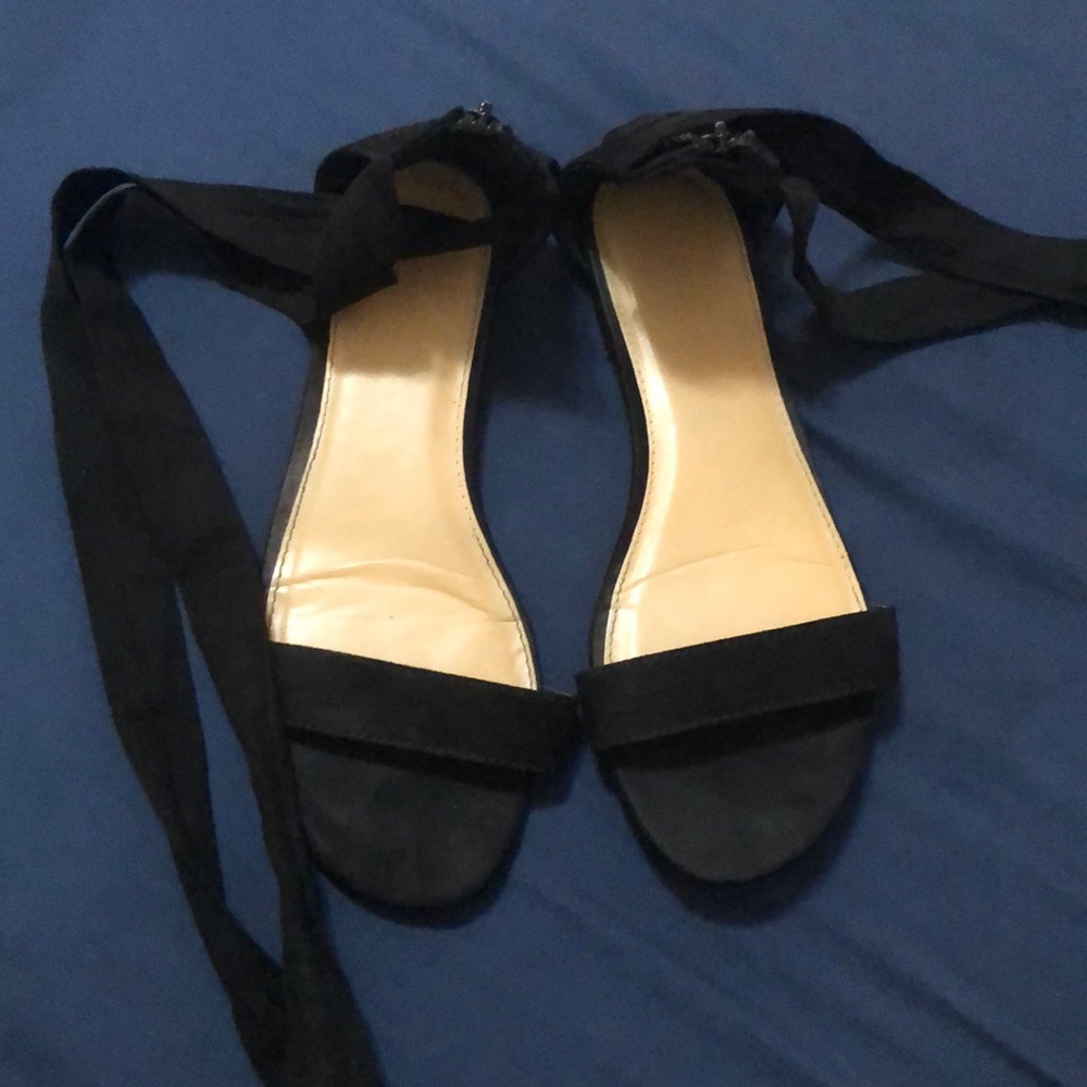 Express Black Suede tie up leg sandals